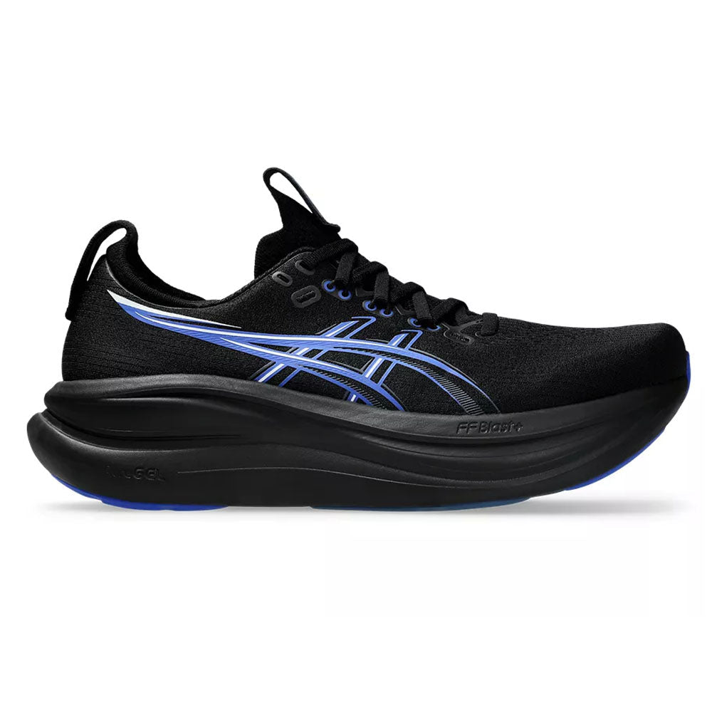 Men's Asics Gel-Nimbus 28, Black/Neon Blue, 8 D Medium