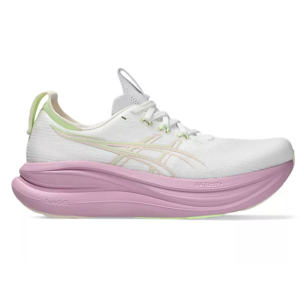 Women's Asics Gel-Nimbus 28, White/Hazy Lilac, 8.5 D Wide