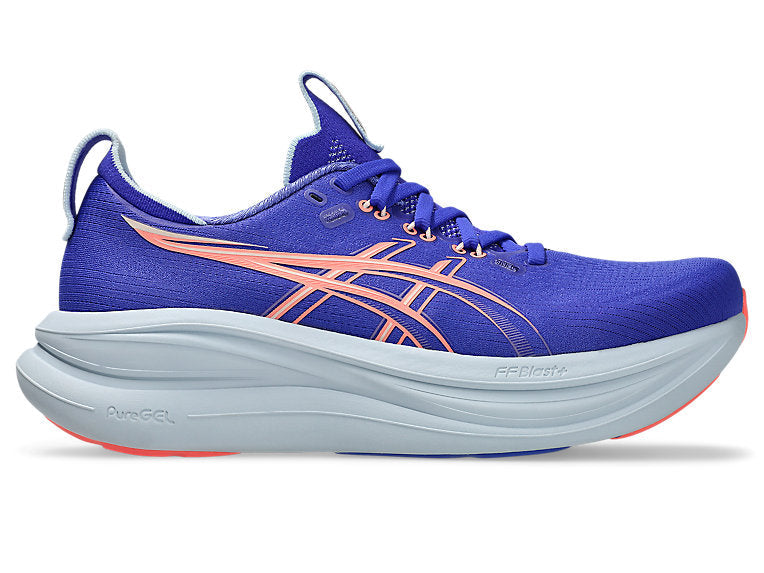 Women's Asics Gel-Nimbus 28, Cobalt Burst/Sun Coral, 7.5 B Medium
