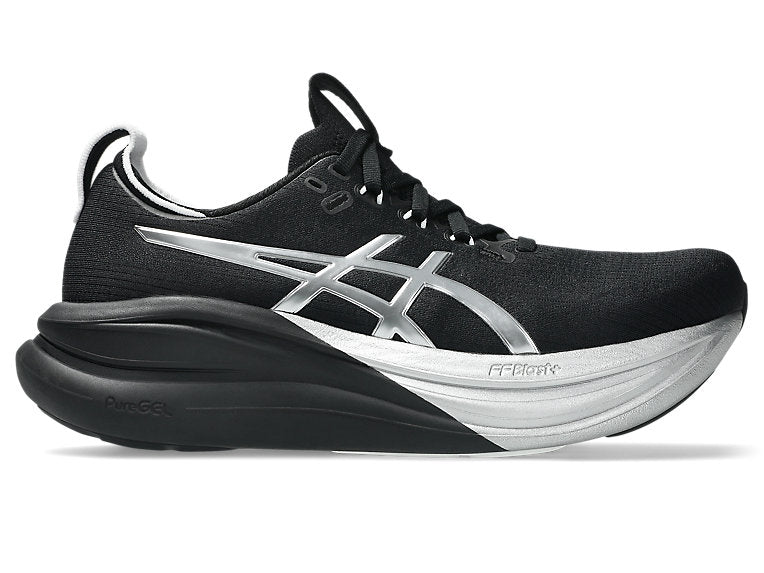 Women's Asics Gel-Nimbus 28, Platinum/Black, 9 B Medium
