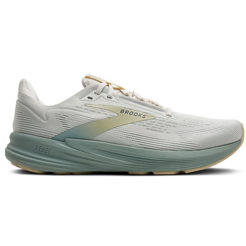Men's Brooks Revel 8, Coconut/Gray Mist/Sand, 15 D Medium