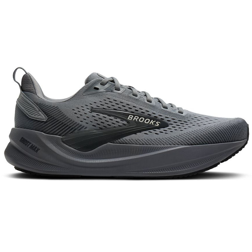 Men's Brooks Ghost Max 4, Grey/Grey/Ebony, 9.5 2E Wide