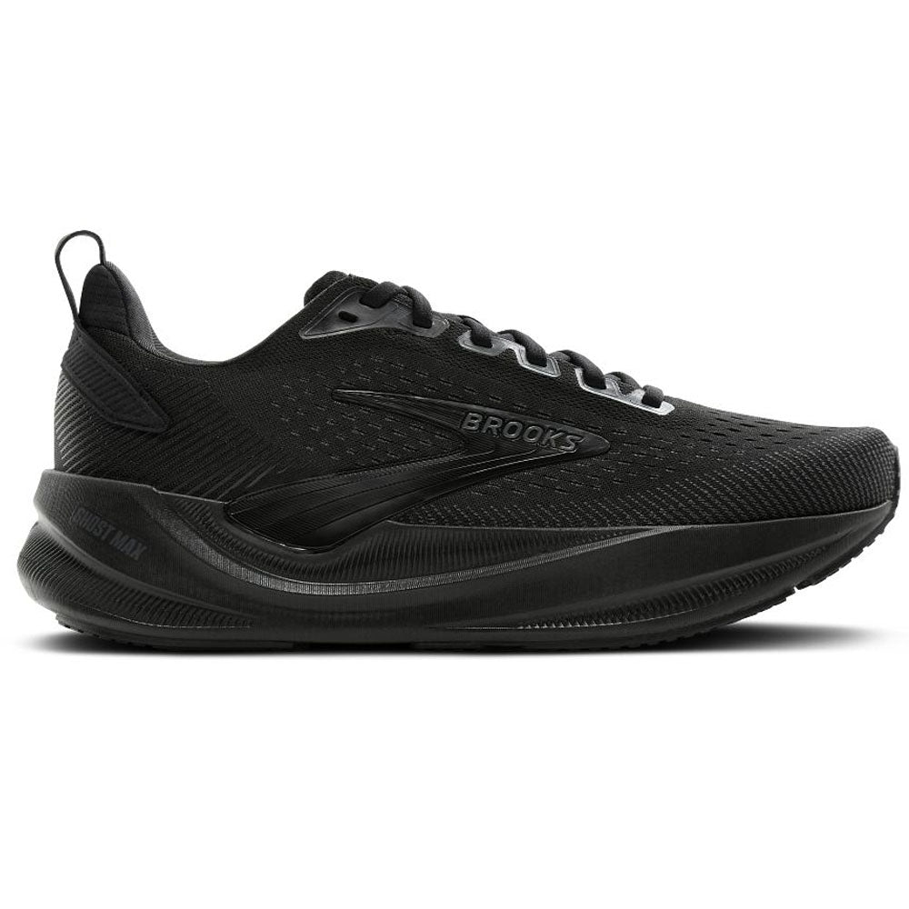 Men's Brooks Ghost Max 4, Black/Black/Ebony, 10.5 2E Wide