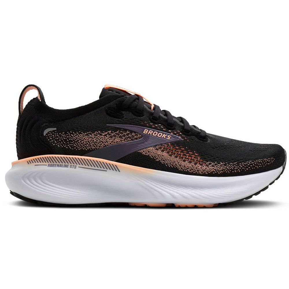 Women's Brooks Adrenaline GTS 25, Black/Peach/Mulled Grape, 10 B Medium