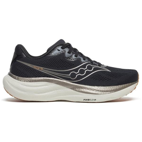 Men's Saucony Ride 19, Black/Pewter, 9 2E Wide