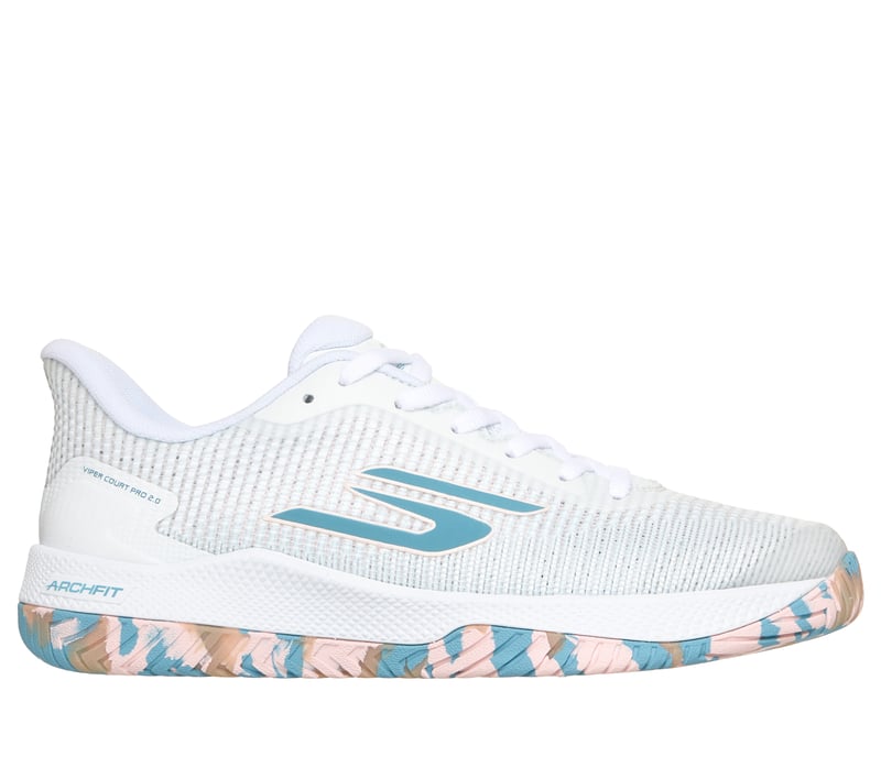 Women's Skechers Viper Court Pro 2.0, White/Blue/Light Pink, 8.5 B Medium