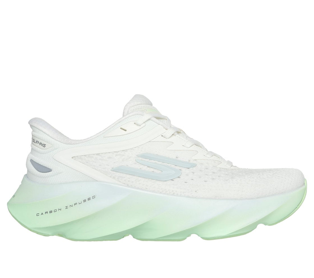 Women's Skechers Aero Burst, Off White/Green, 6 B Medium