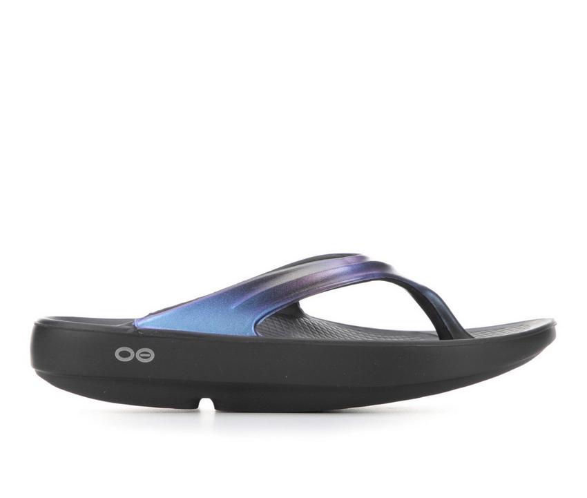Women's OOFOS OOlala Luxe Sandal, Midnight Spectre, 6 B Medium