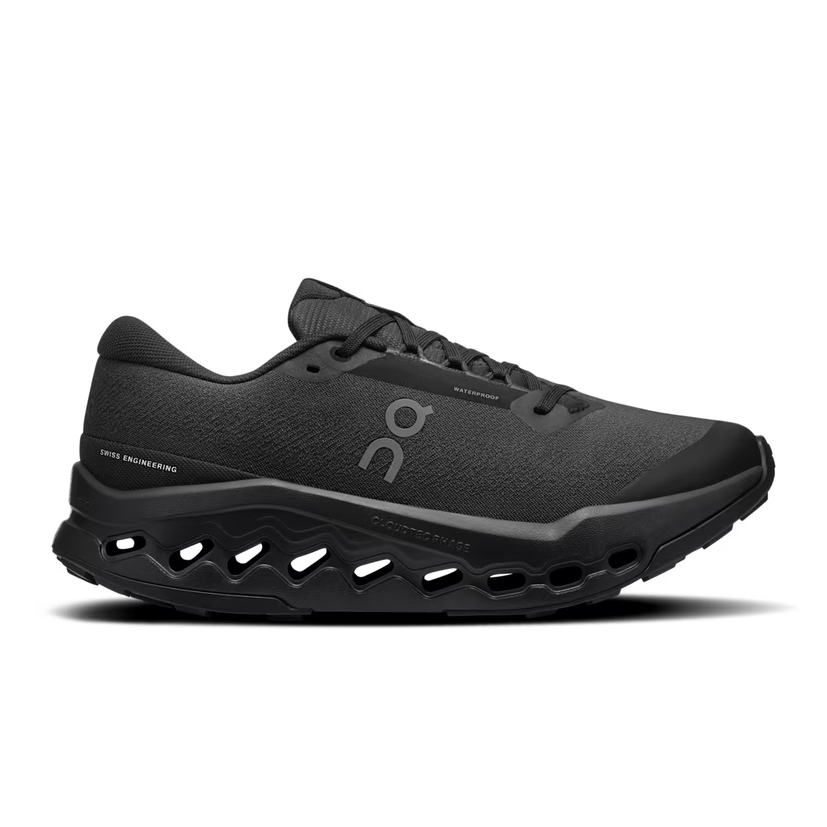 Women's On Cloudsurfer Trail 2 Waterproof, Black/Black, 8 B Medium
