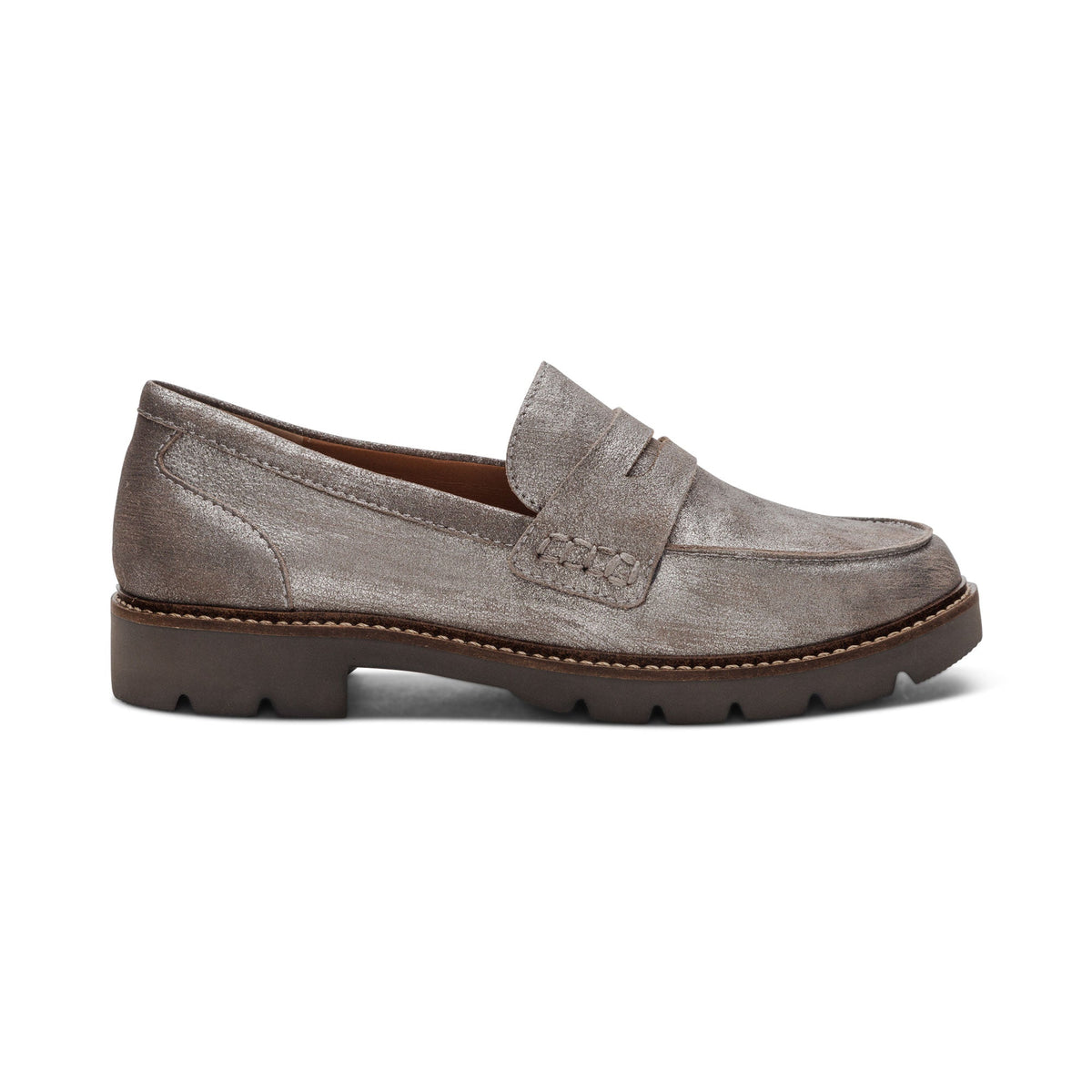 Womens Aetrex Collette, Brushed Silver, 10 B Medium