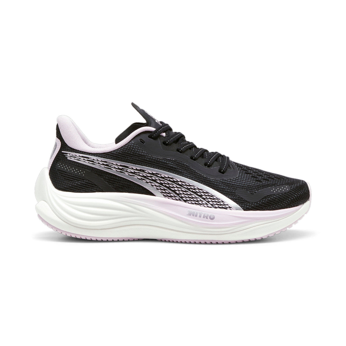 Womens Puma Velocity Nitro 3, Puma Black/Puma Silver/Grape Mist, 11 B Medium