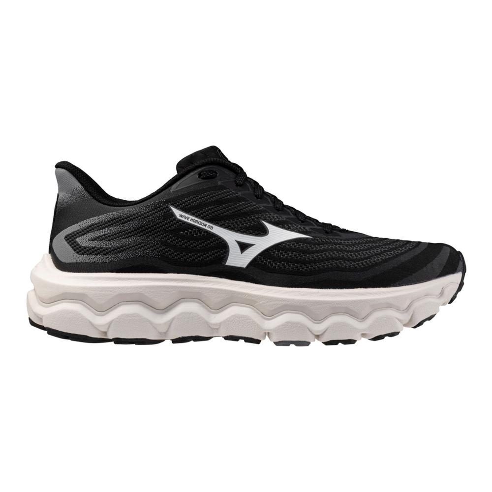 Womens Mizuno Wave Horizon 8, Black/White, 9 D Wide