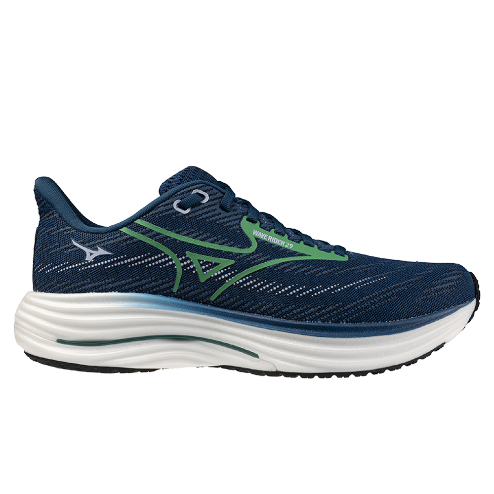 Men's Mizuno Wave Rider 29, Sailor Blue/Goblin Green, 9 D Medium