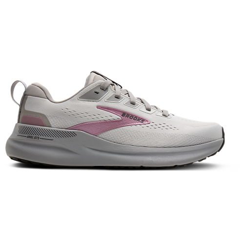 Women's Brooks Ariel GTS 26, Oyster Mushroom/Alloy/Pink, 9 2E Extra Wide