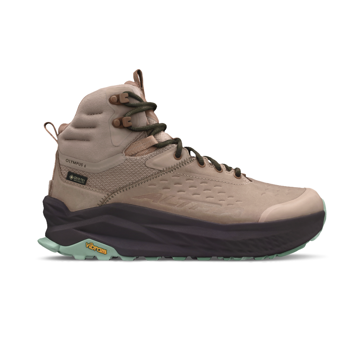 Women's Altra Olympus 6 Hike Mid GTX, Tan, 6.5 B Medium