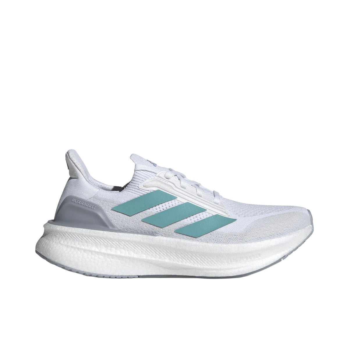 Women's Adidas Ultraboost 5X, Ftwr White/Mint Ton/Glow Purple, 9 B Medium