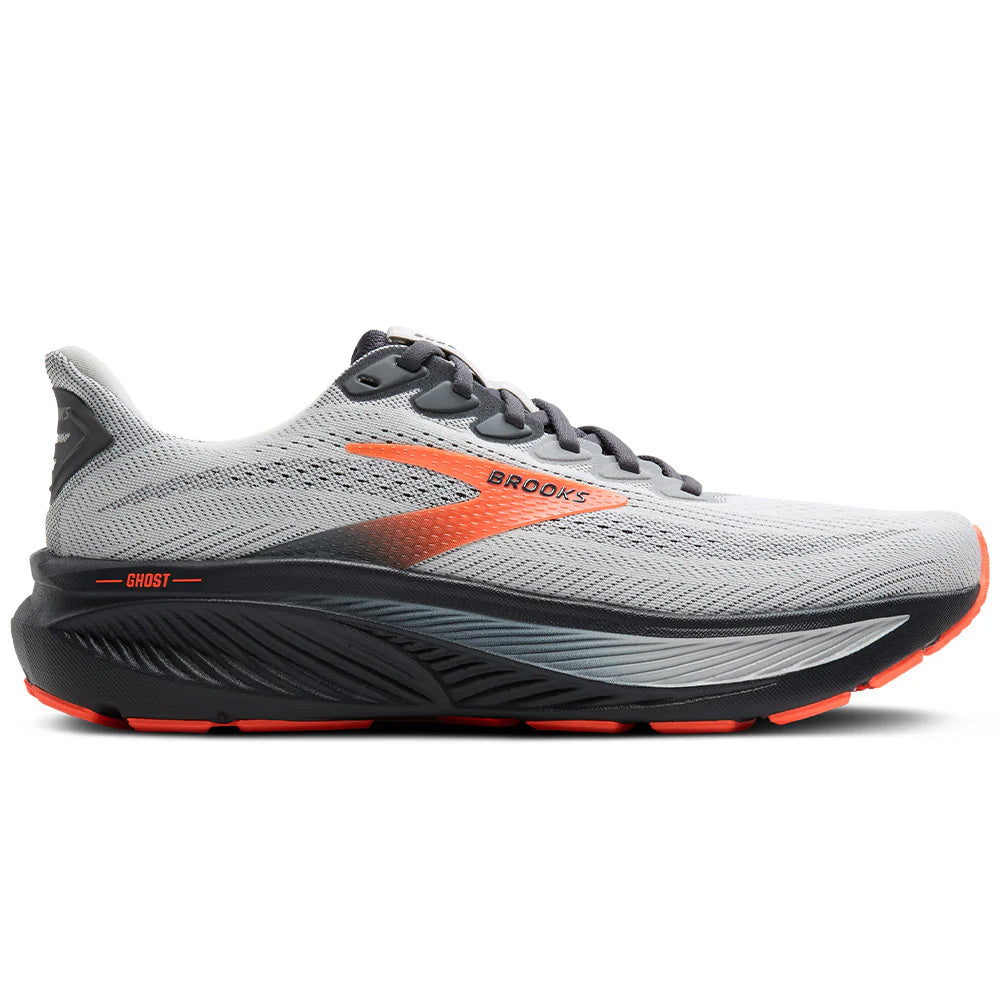 Men's Brooks Ghost 17, Oyster Mushroom/Orange/Ebony, 12.5 B Narrow