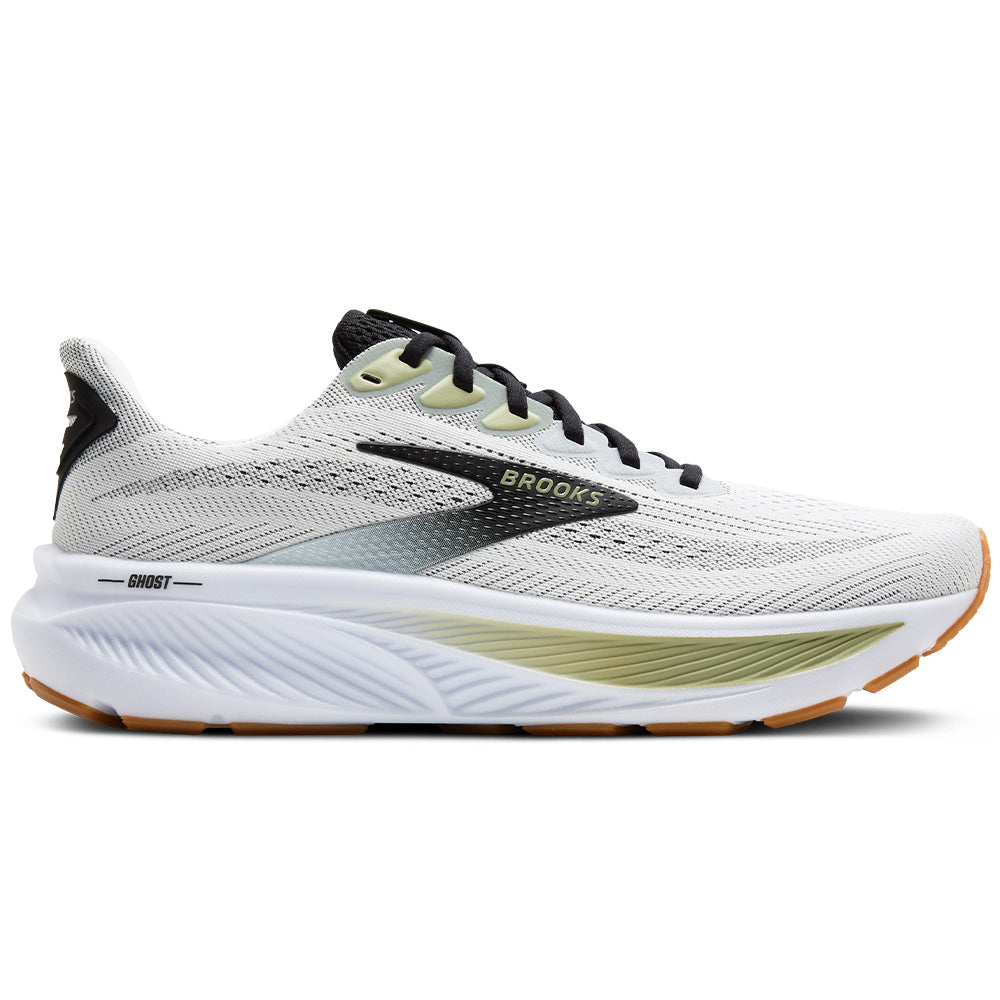 Men's Brooks Ghost 17, White/Black/Tea, 12 D Medium