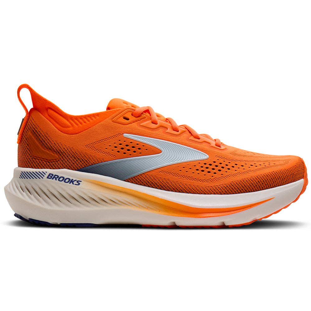 Men's Brooks Glycerin GTS 23, Shocking Orange/Blue/White, 8.5 D Medium