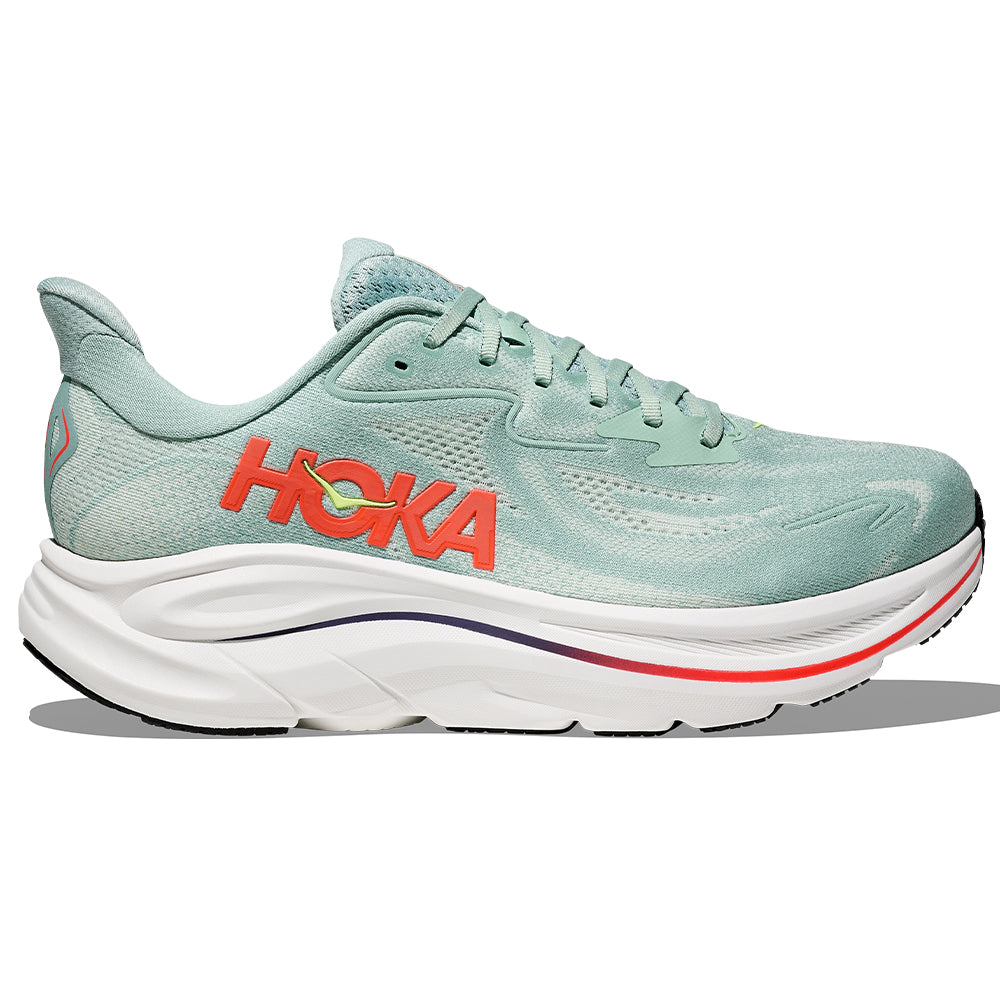 Men's Hoka Clifton 10, Sage/Neon Flame, 10.5 D Medium