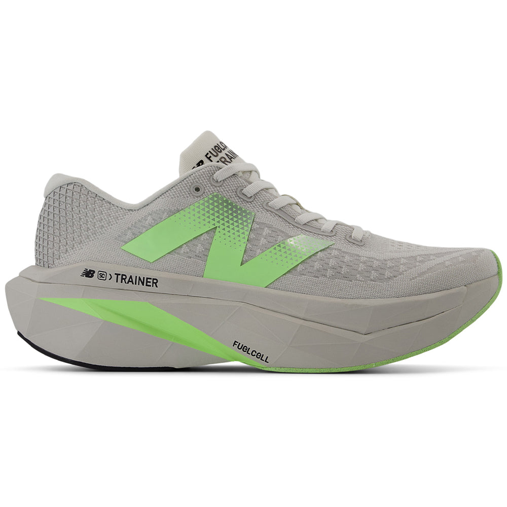 Men's New Balance FuelCell SuperComp Trainer v3, Grey Matter/Mint Flash/Silver Metallic, 9 2E Wide