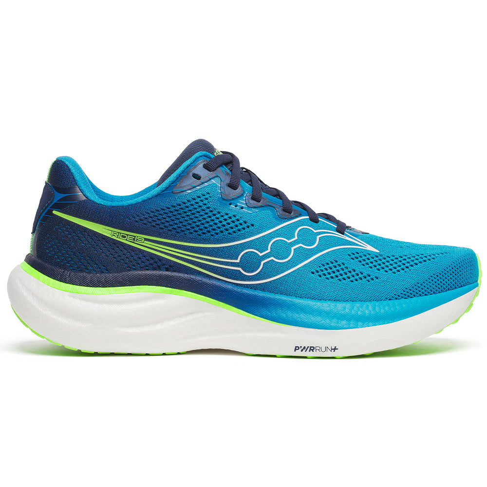 Men's Saucony Ride 19, Cobalt/Slime, 14 D Medium