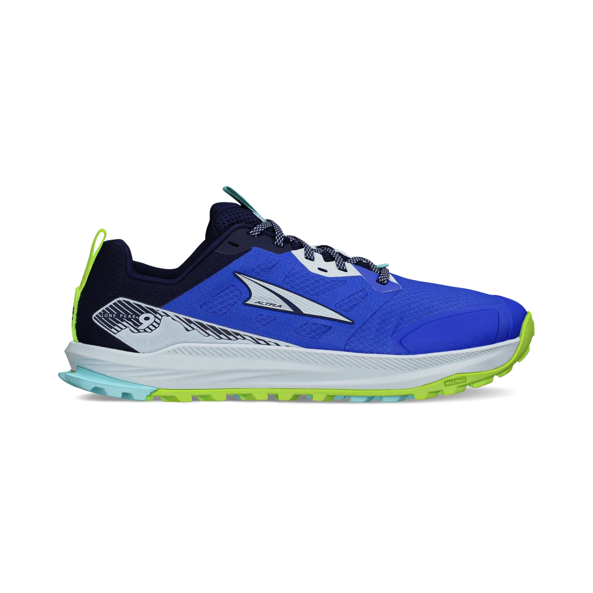Men's Altra Lone Peak 9, Blue/Lime, 12 D Medium