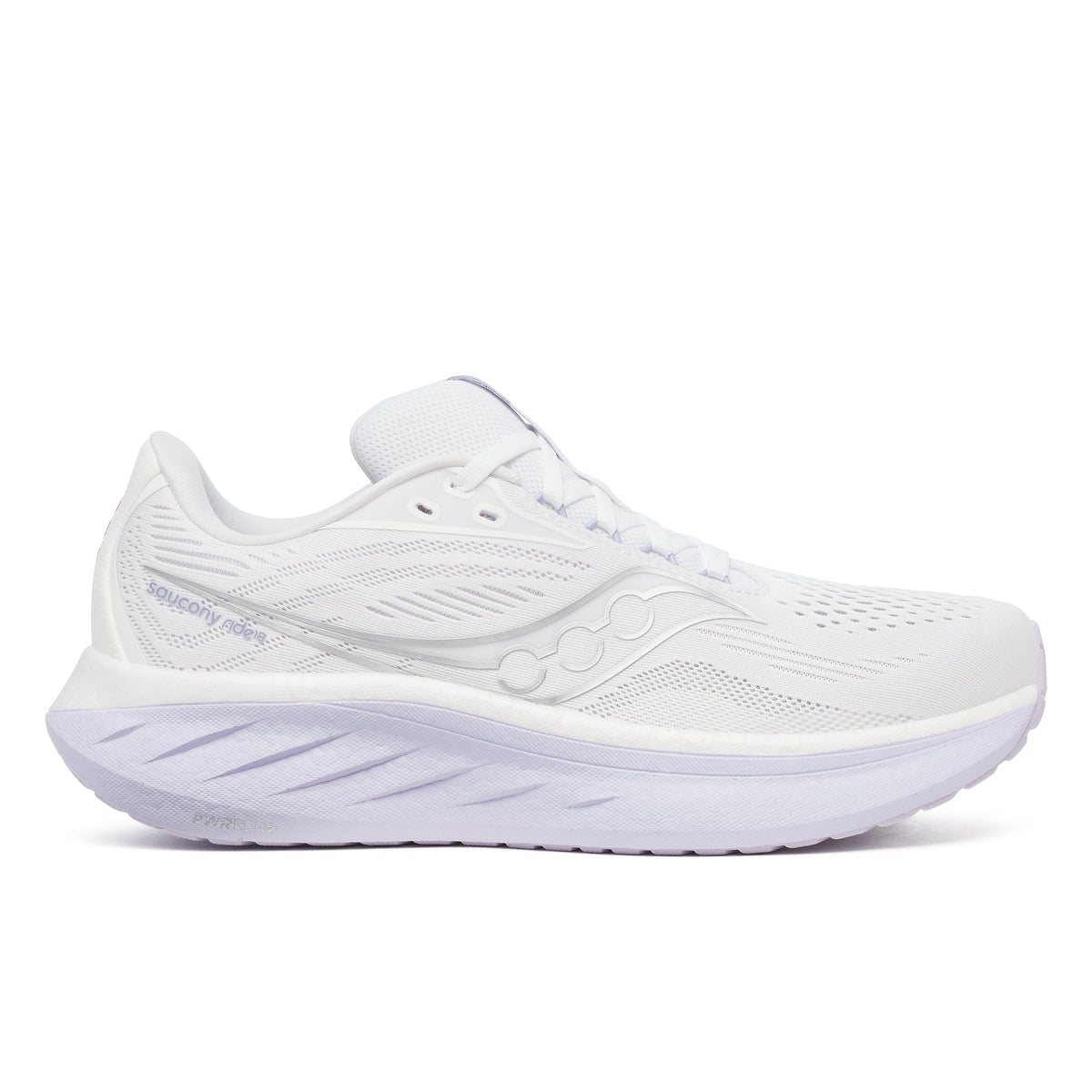 Women's Saucony Ride 18, White/Thistle, 7 B Medium