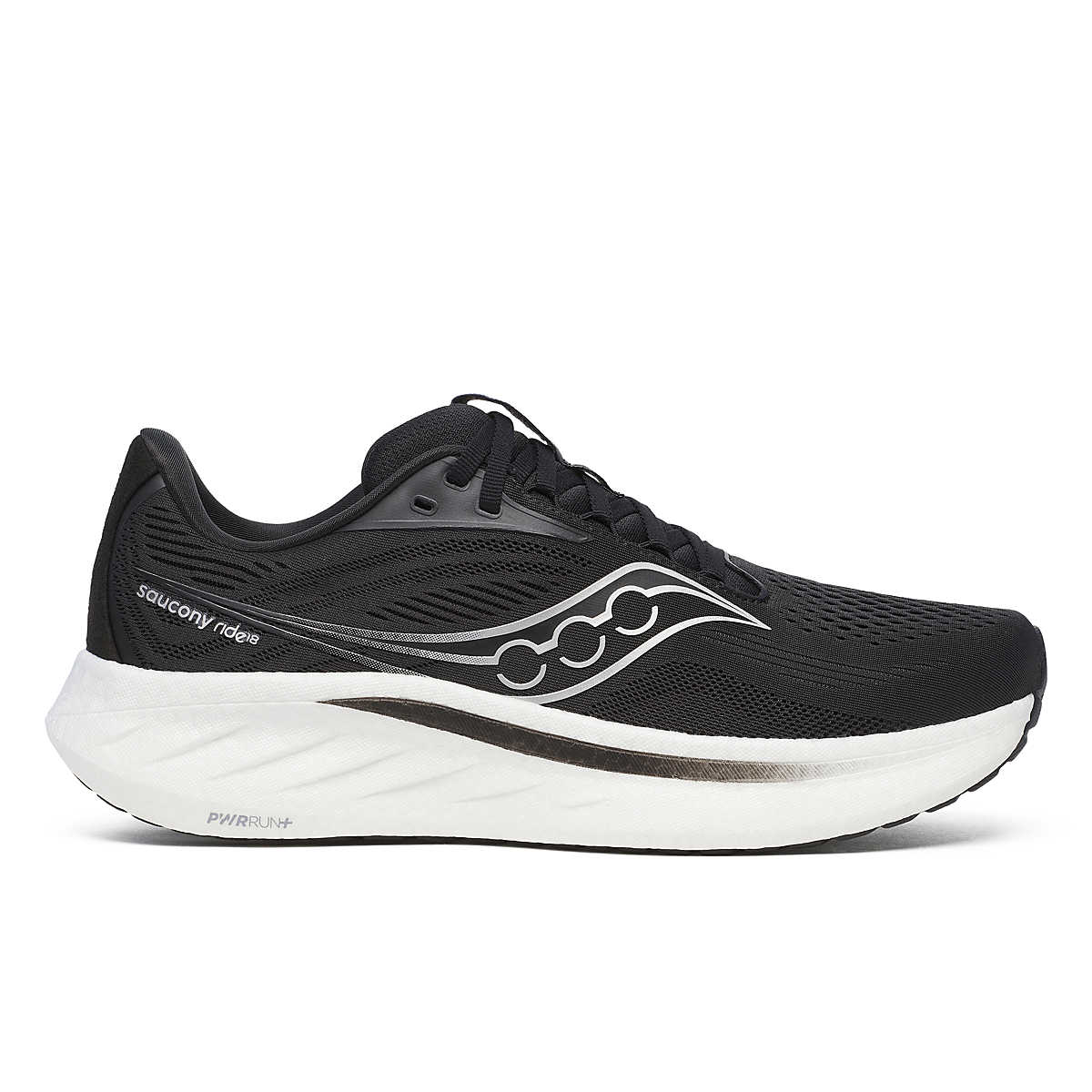 Men's Saucony Ride 18, Black/White, 15 D Medium