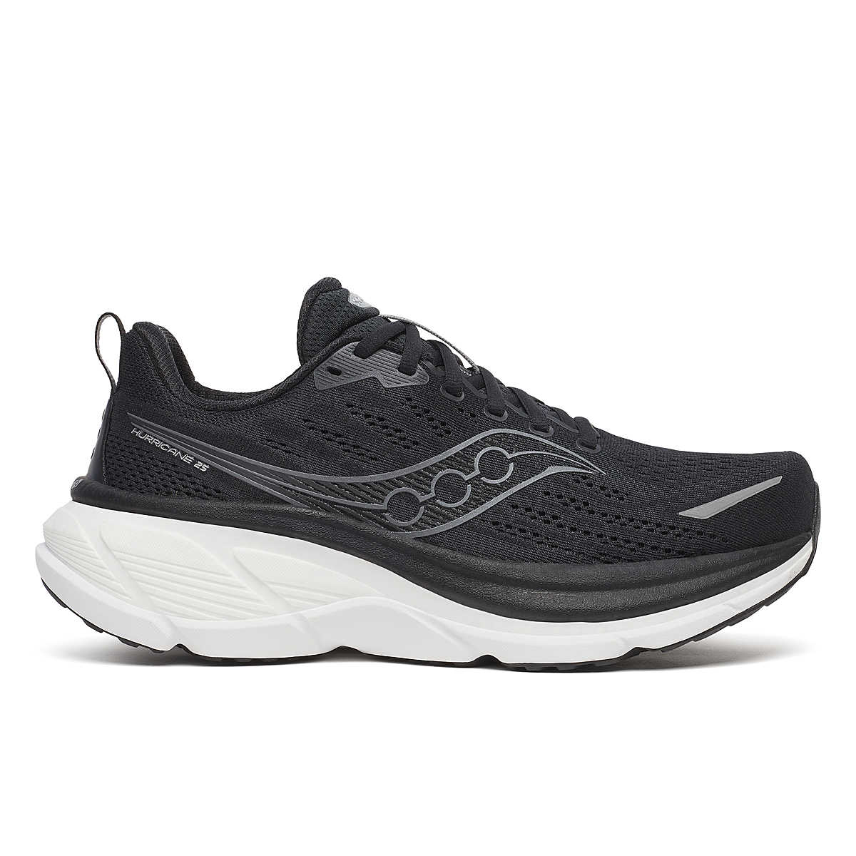 Men's Saucony Hurricane 25, Black/White, 12 2E Wide