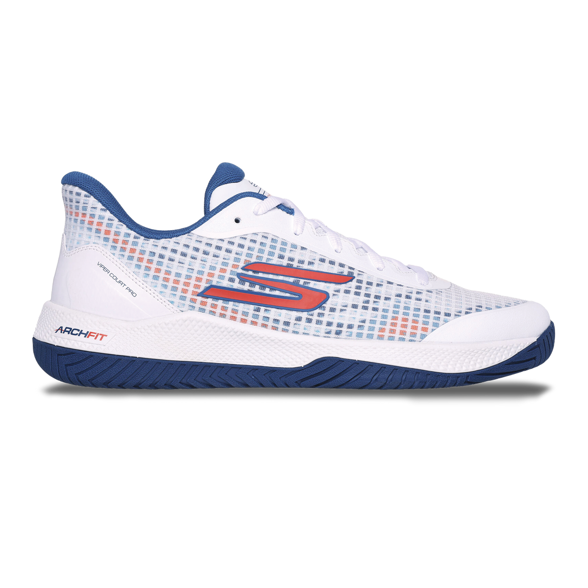 Men's Skechers Viper Court Pro, White/Turquoise, 9 D Medium