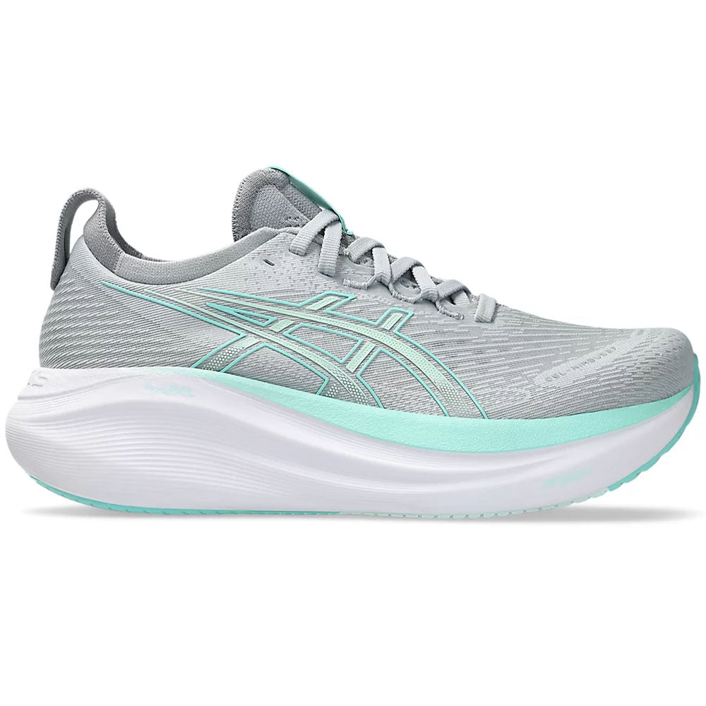 Womens Asics Gel-Nimbus 27, Piedmont Grey/Illuminate Mint, 9.5 B Medium