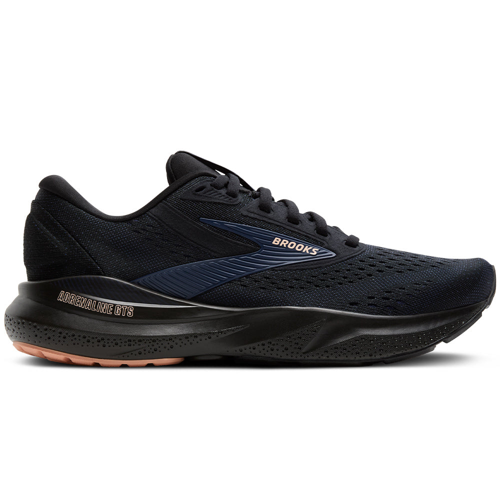Womens Brooks Adrenaline GTS 24, Black/Peacoat/Peach, 7 B Medium