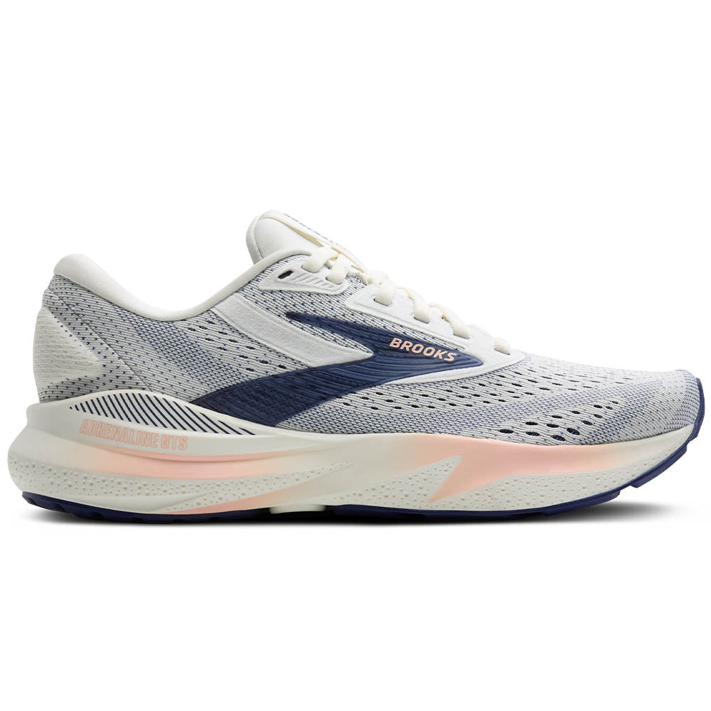 Womens Brooks Adrenaline GTS 24, Grey/Blue Ribbon/Peach, 7 B Medium