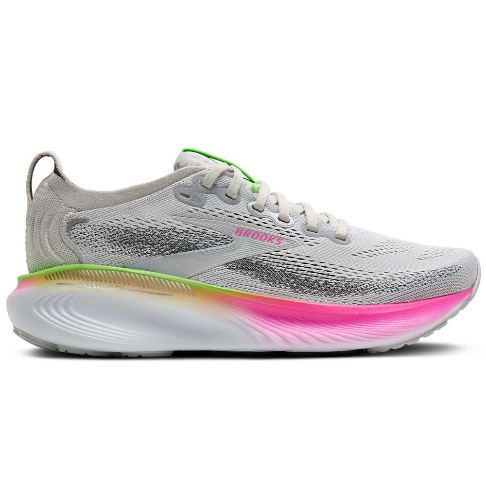 Women's Brooks Adrenaline GTS 25, Oyster/Pink/Green, 7 B Medium