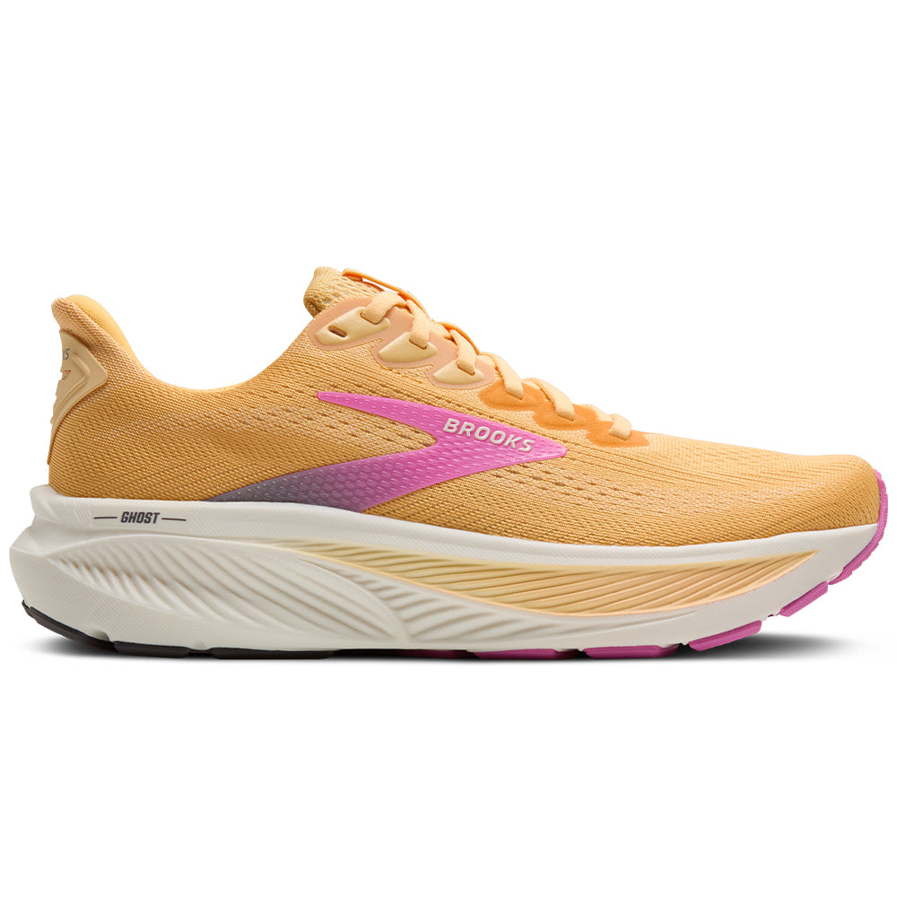 Women's Brooks Ghost 17, Apricot/Grey/Pink, 7.5 B Medium