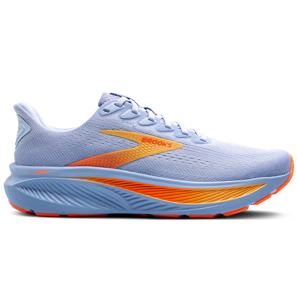 Women's Brooks Ghost 17, Blue Heron/White/Orange, 9.5 B Medium