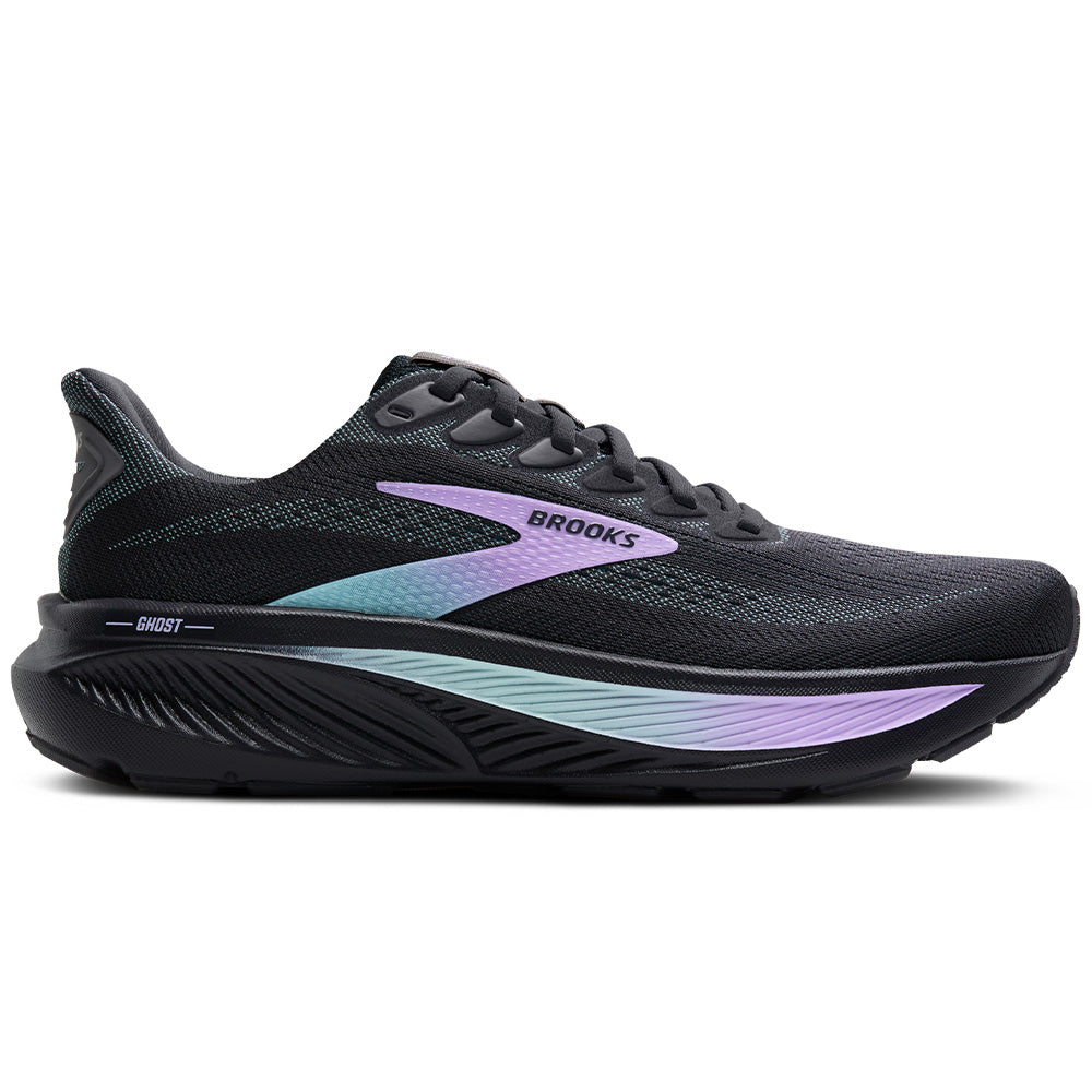 Women's Brooks Ghost 17, Grey/Clearwater/Purple, 12 B Medium