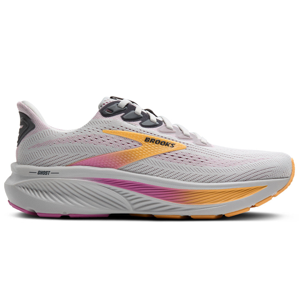 Women's Brooks Ghost 17, Oyster/Apricot/Pink, 7 2E Extra Wide