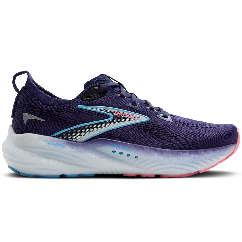 Women's Brooks Glycerin 22, Blue Ribbon/Peacoat/Dianthus, 8.5 2E Extra Wide