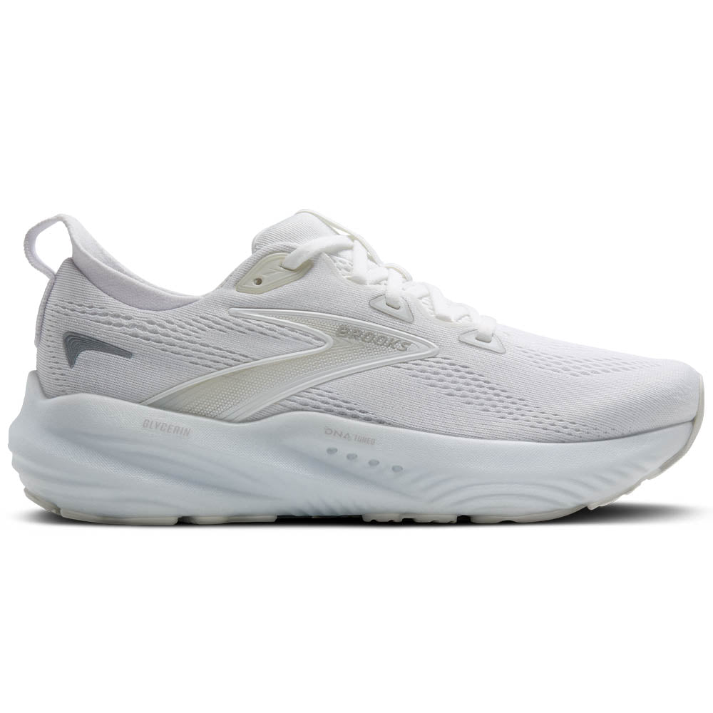 Women's Brooks Glycerin 22, White/White/Grey, 10.5 B Medium