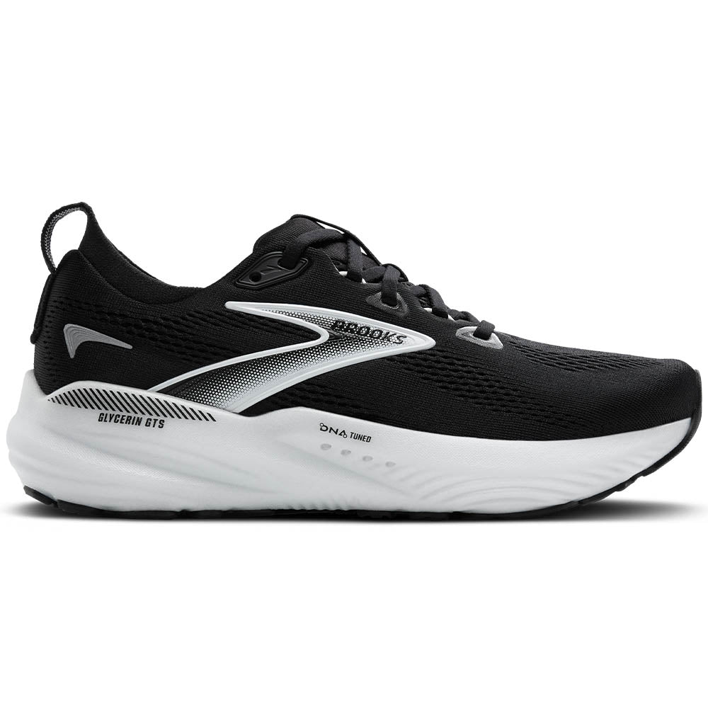 Womens Brooks Glycerin GTS 22, Black/Grey/White, 6.5 B Medium