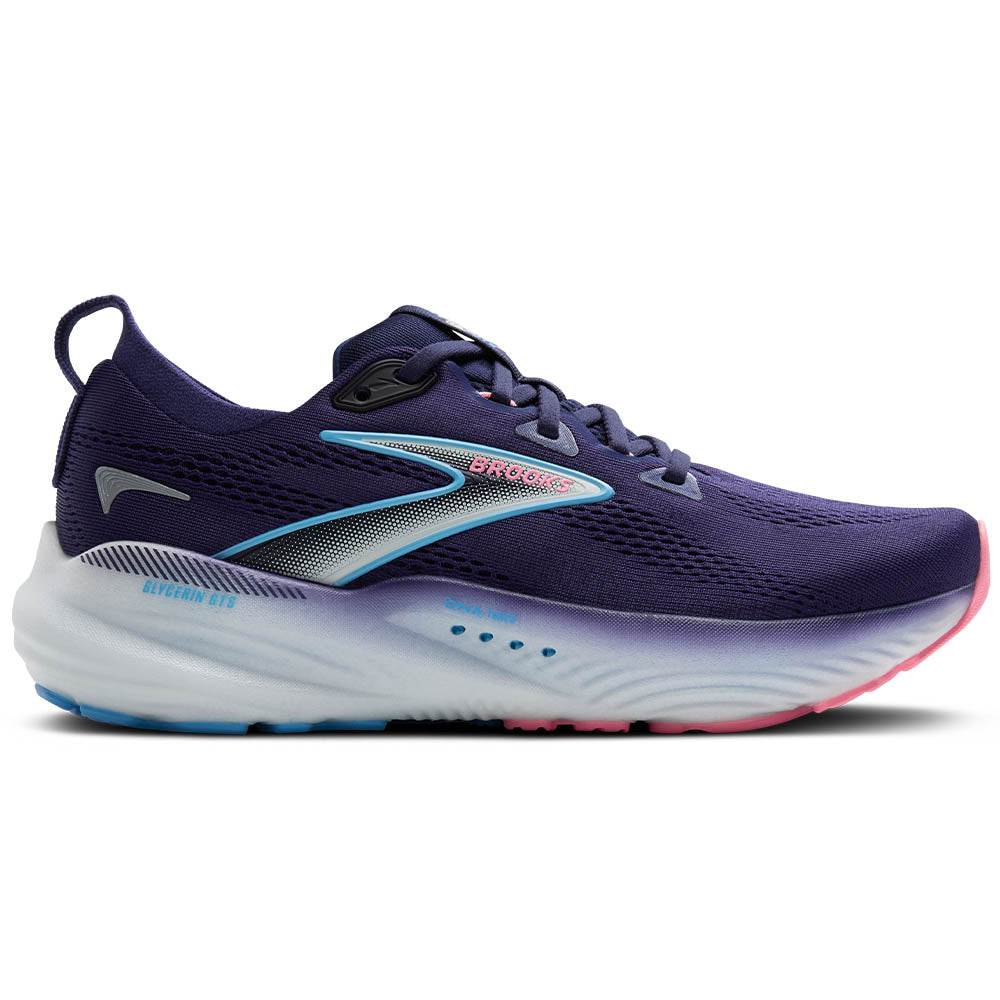Womens Brooks Glycerin GTS 22, Blue Ribbon/Peacoat/Dianthus, 6 D Wide