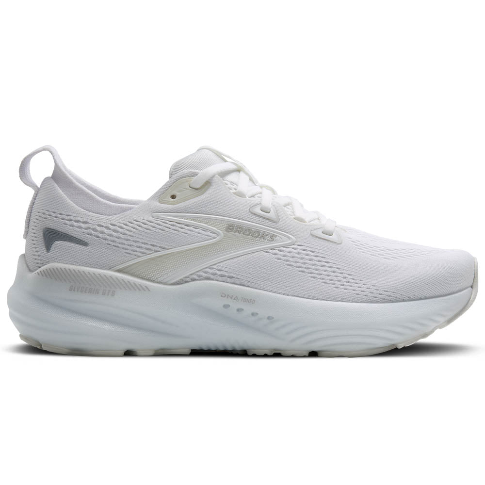 Women's Brooks Glycerin GTS 22, White/White/Grey, 10.5 B Medium
