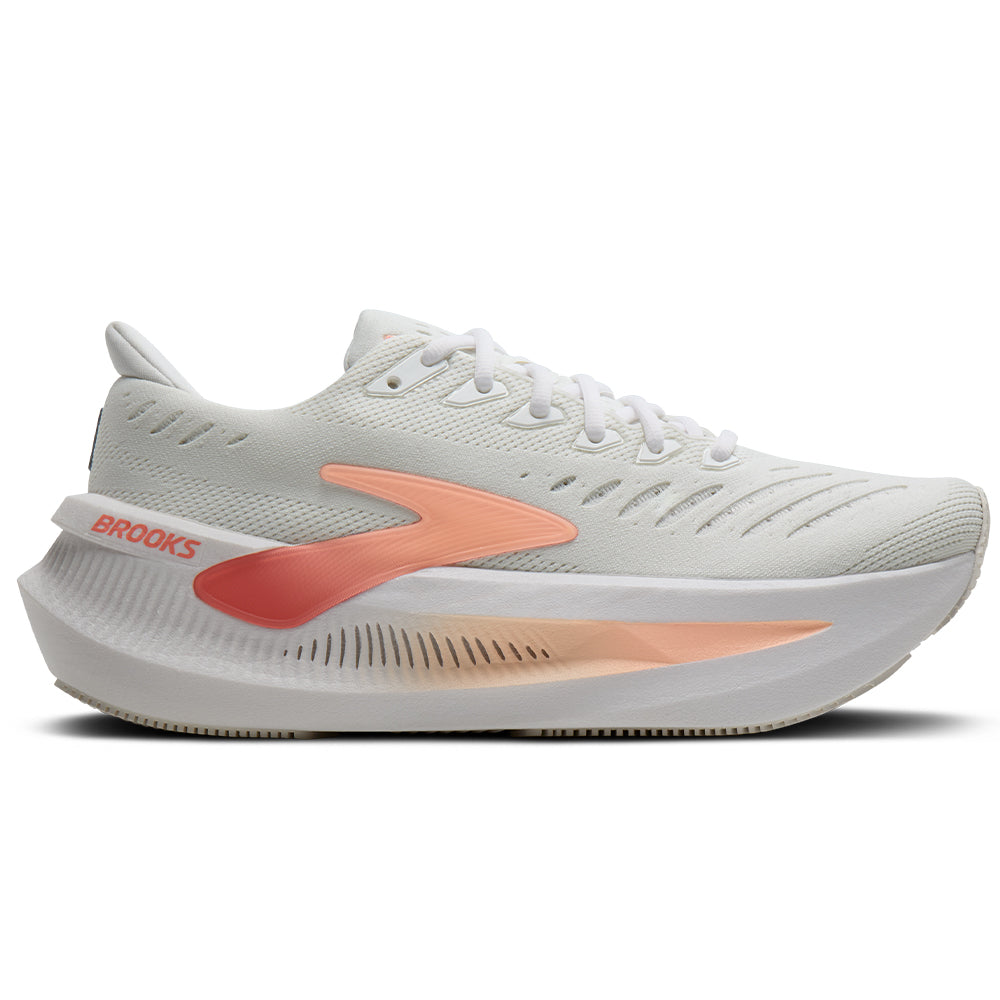 Women's Brooks Glycerin Max 2, White/Coral/Peach, 8 B Medium