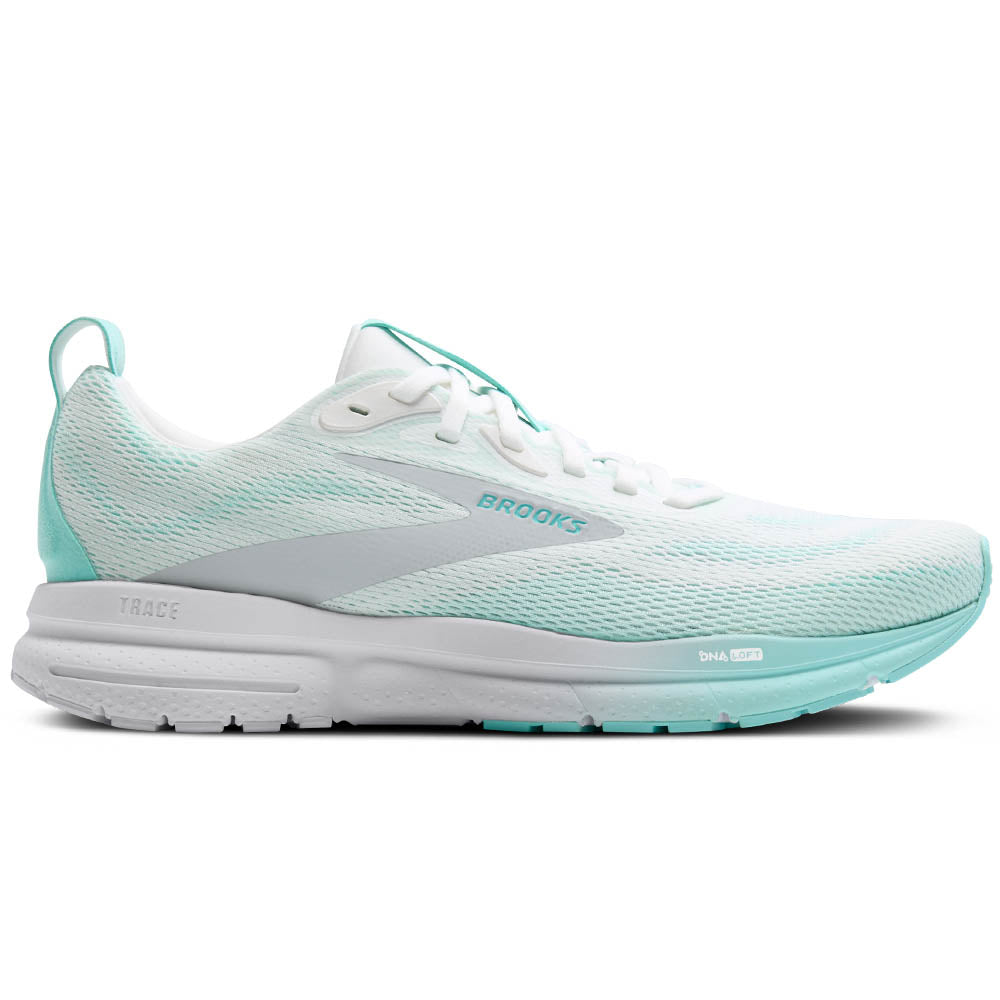 Womens Brooks Trace 4, Bright White/Limpet/Black, 8 B Medium