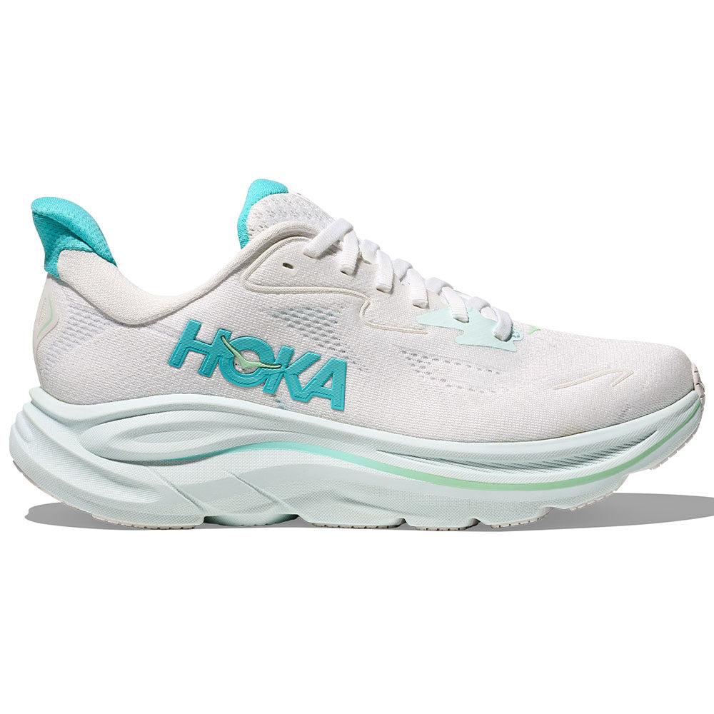 Women's Hoka Clifton 10, White/Cielo Blue, 9 B Medium