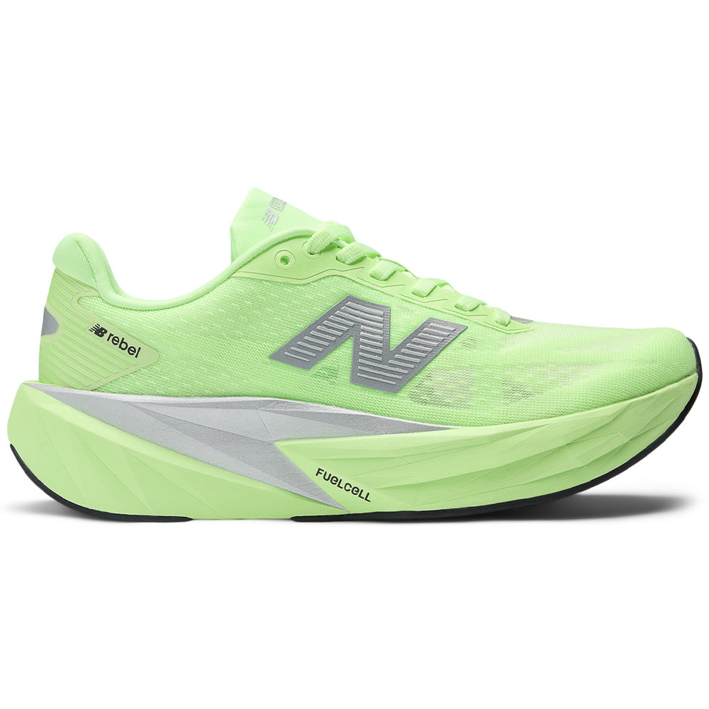 Women's New Balance FuelCell Rebel v5, Lab Green/Silver Metallic/White, 8 B Medium