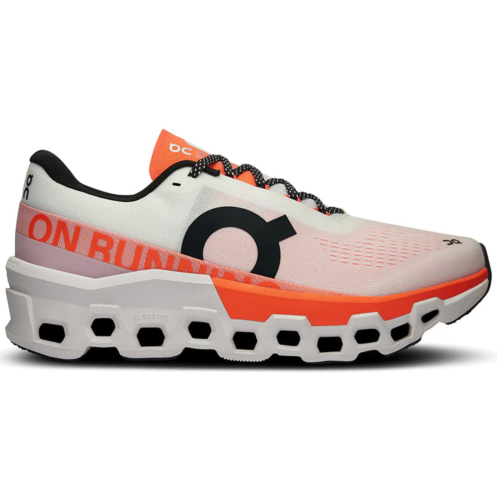 Women's On Cloudmonster 2, White/Flame, 8 B Medium