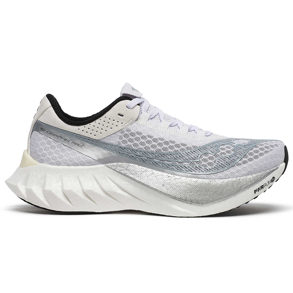Womens Saucony Endorphin Pro 4, White/Silver, 8.5 B Medium